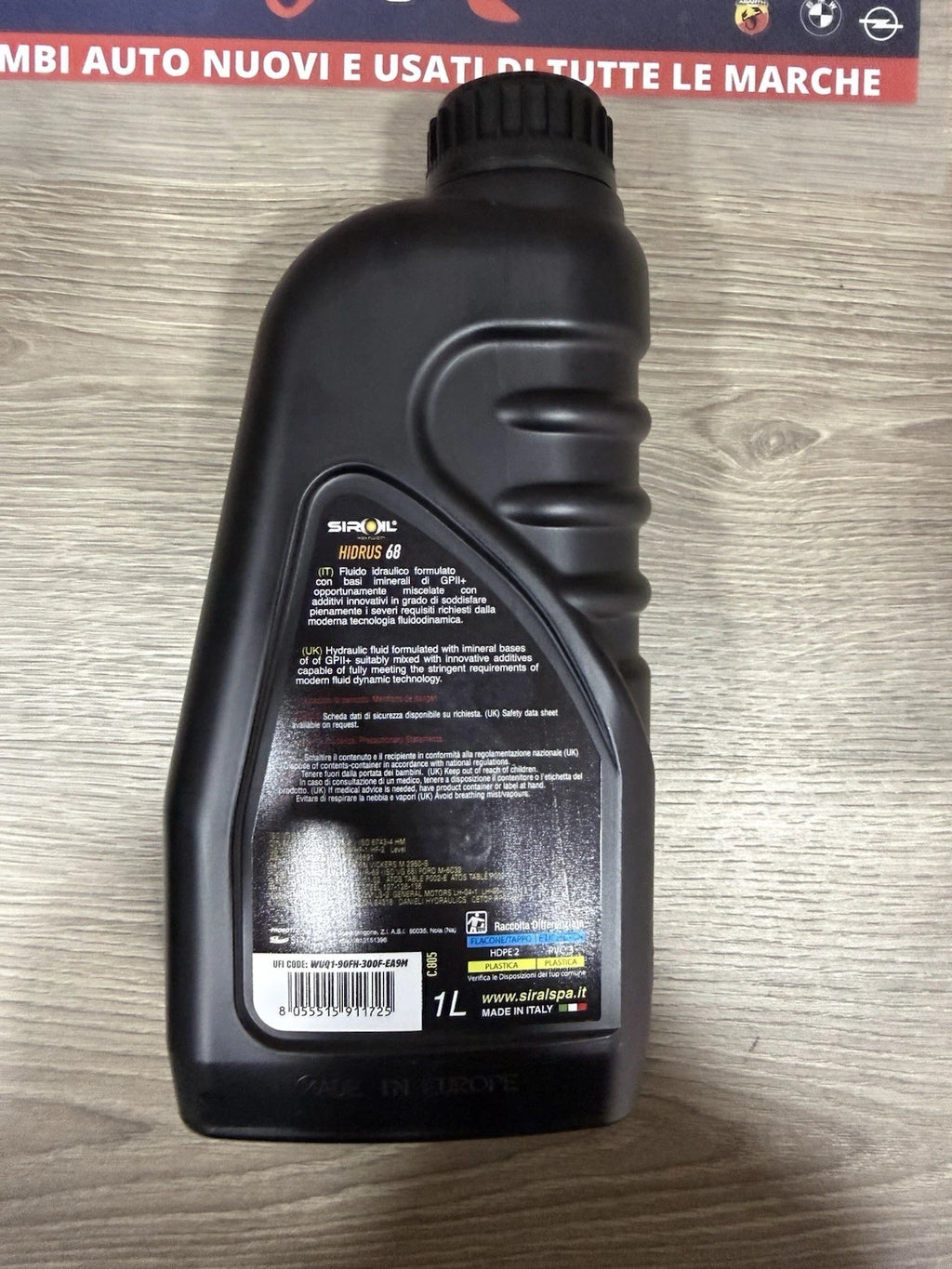 3 Litri Olio Fluido Idraulico Hidrus 68 Siroil Prodotto Made In Italy
