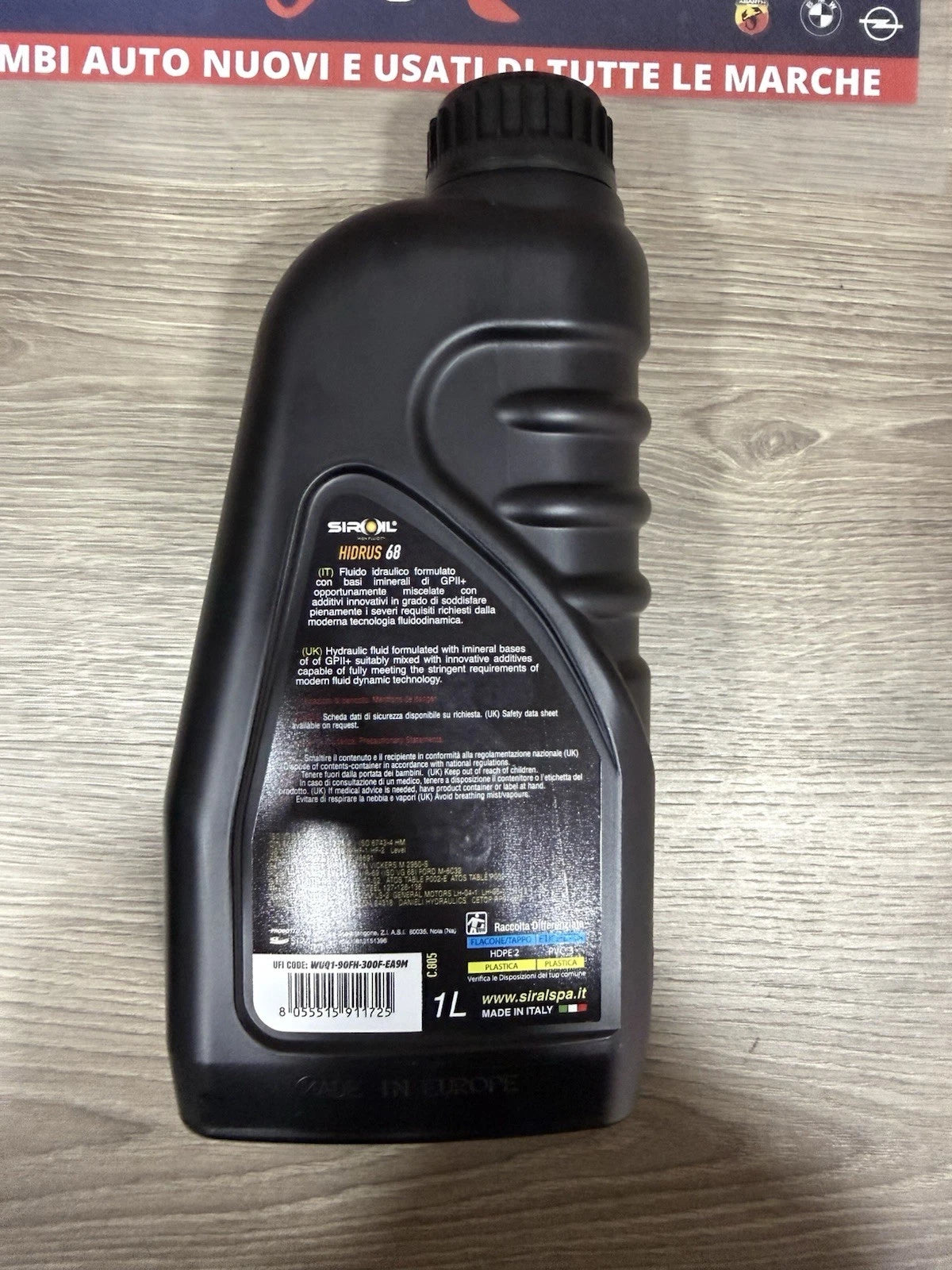 3 Litri Olio Fluido Idraulico Hidrus 68 Siroil Prodotto Made In Italy