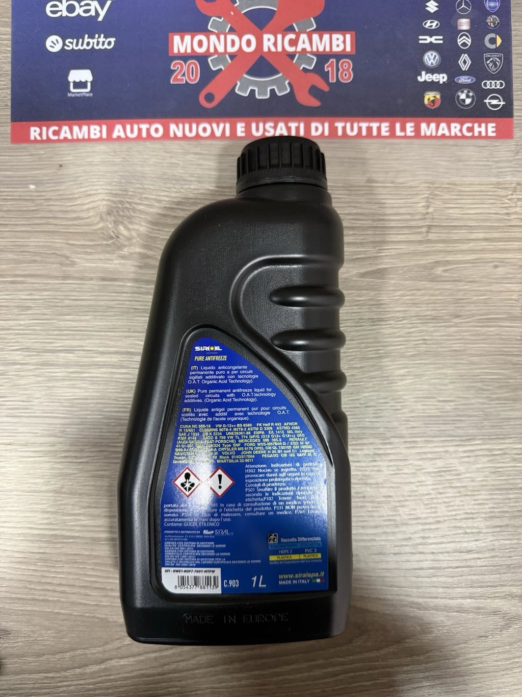 3 Litri Liquido Di Raffreddamento Anti Gelo Blu Siroil Prodotto Made In Italy