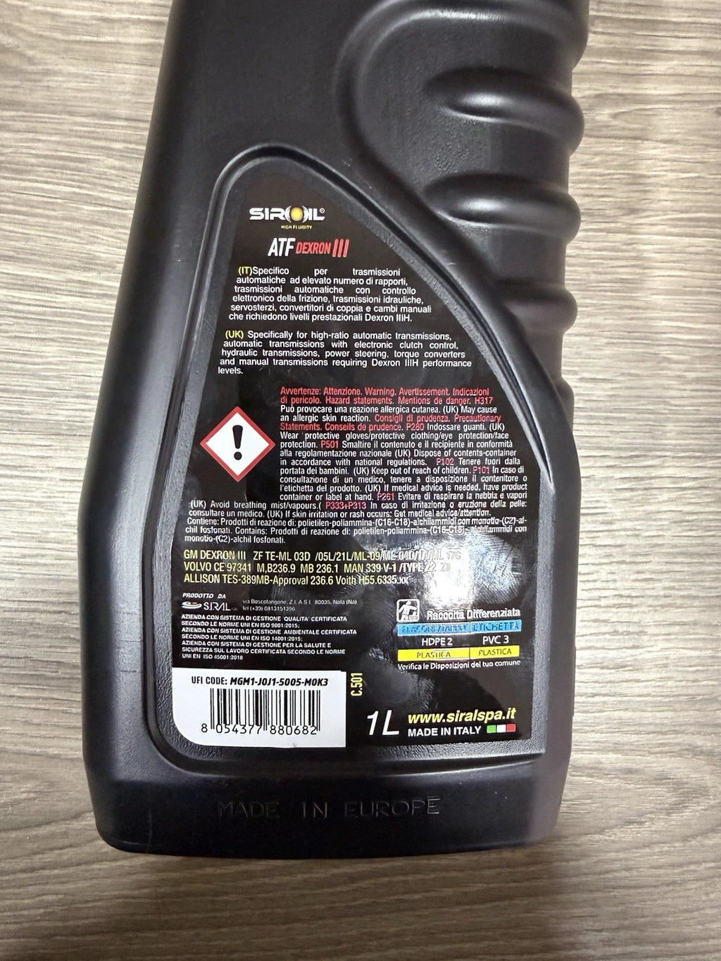 3 Litri Olio Lubrificante ATF Per Cambio E Trasmissioni Automatiche Siroil