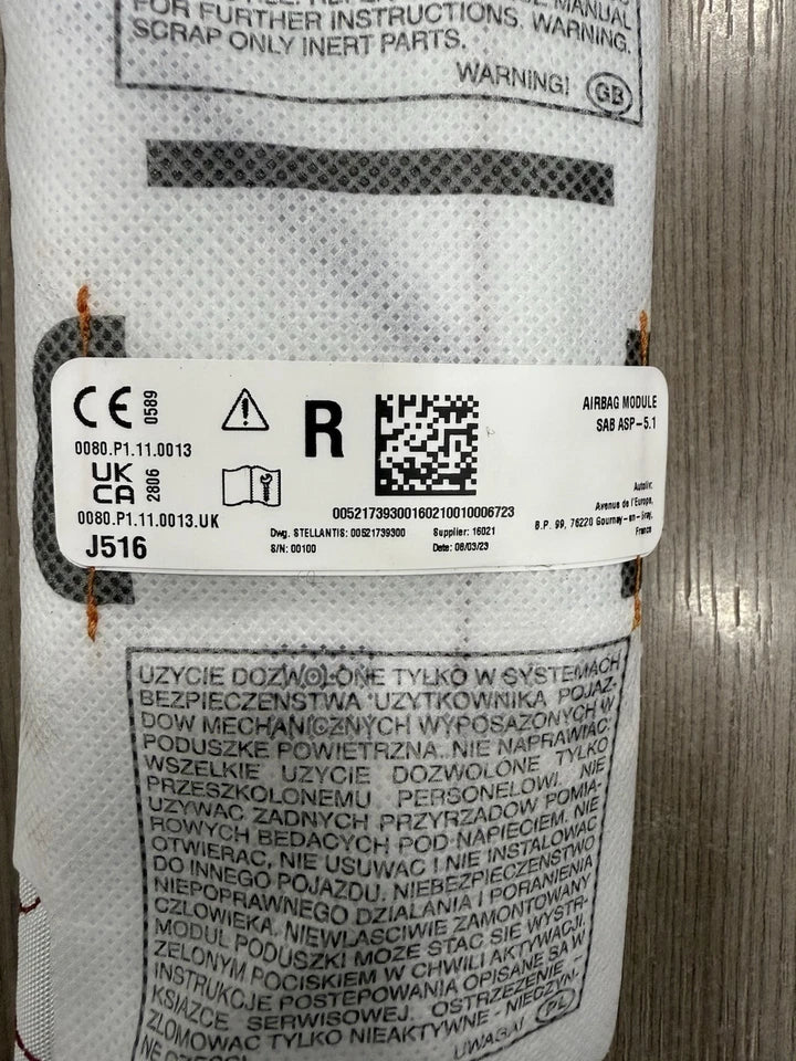 Carica Airbag Sedile Lato Destro E Ricambi Per Jeep Avenger